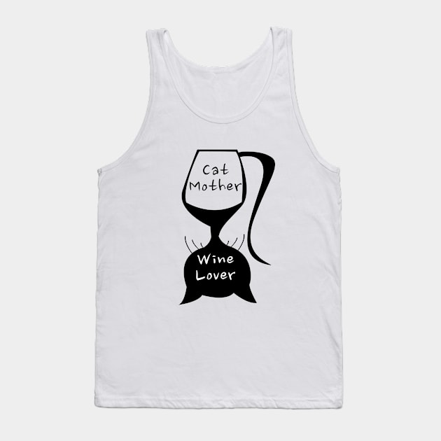 Cat Mother Wine Lover Tank Top by Dogefellas